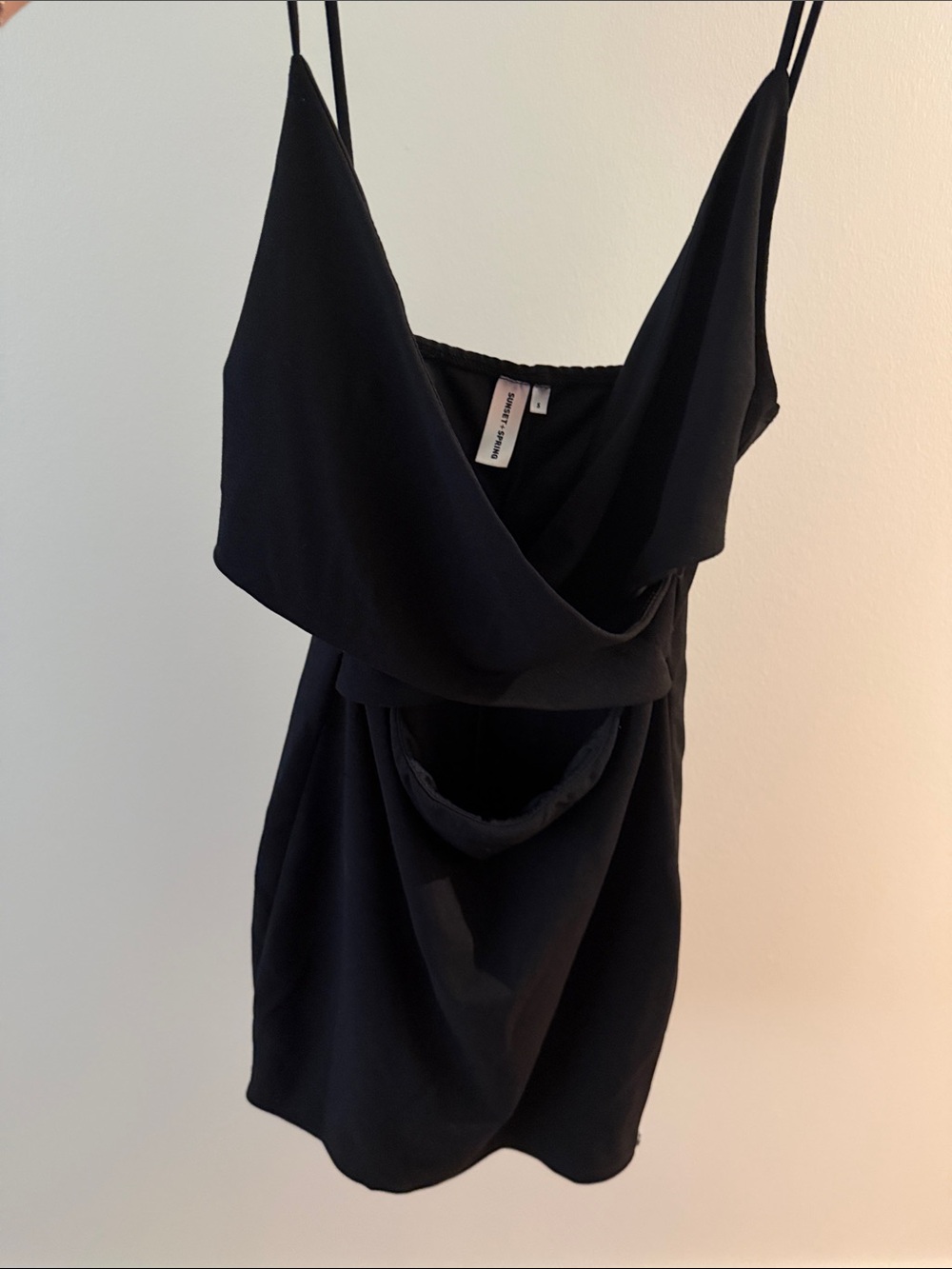 Black Draped Cami Mini Dress